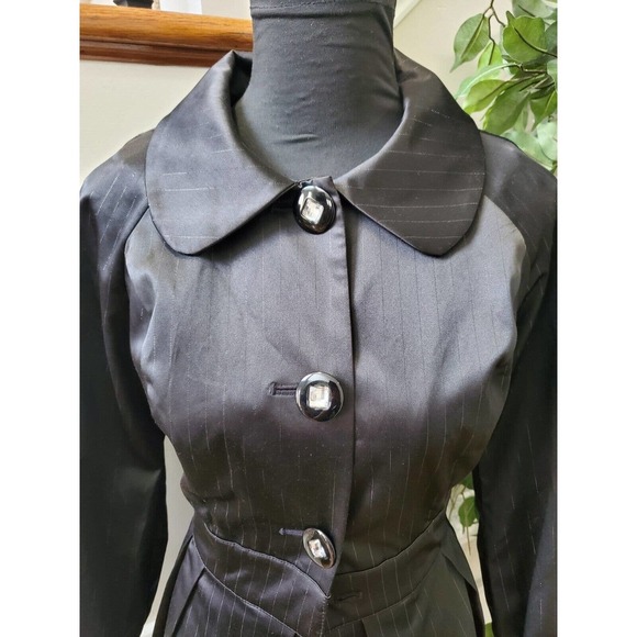 Fabulosity Women Solid Black Polyester Long Sleeve Buttons Front Long Jacket XL - Picture 4 of 12